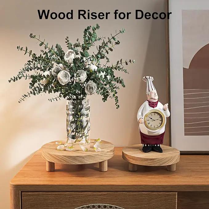 3 Pcs Wood Plant Stand Indoor Outdoor, Round Wood Riser for Decor 6/8/10" Wooden Stool Display Stand Flower Pot Holder Small Planter Tray Modern Potter Decorative for Desktop Counter Room (Natural) by GreenHaven Gardens