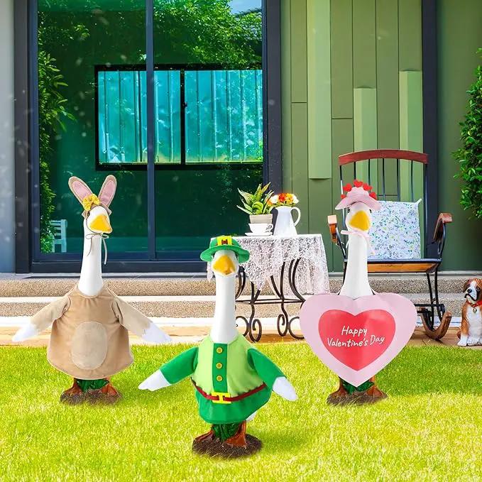 3 Sets Seasonal Goose Outfits Valentine Easter St. Patrick Festivals Lawn Clothing for 23'' Goose Lawn Garden Patio Yard Porch Outdoor Decorations by GreenHaven Gardens
