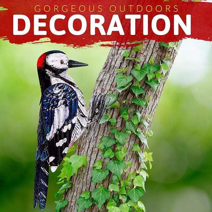 Shefio Woodpecker Gifts - Metal Woodpecker Yard Art - Handmade Outdoor Decor - Backyard & Garden Gifts by GreenHaven Gardens