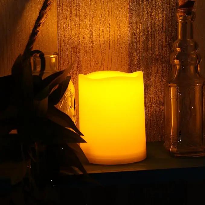 CANDLE CHOICE Waterproof Outdoor Battery Operated Flameless Candles with Remote Timer Plastic Flickering Fake Electric LED Pillars for Lantern Garden Wedding Christmas Decorations 3x4 Inches 2 PCS by GreenHaven Gardens