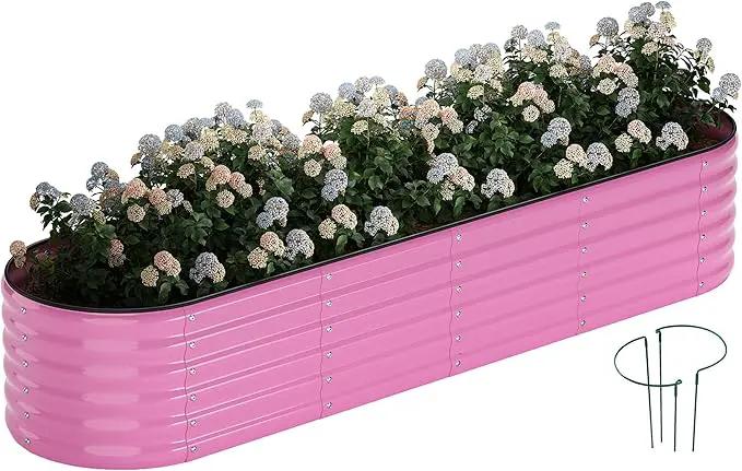 Galvanized Metal Planter Raised Garden Bed Kit for Gardening Outdoor，8x2x1ft Planter Grow Garden Box Raised Flower Bed，Long Vegetable Clearance Herb Raised Garden Beds for Gardening by GreenHaven Gardens