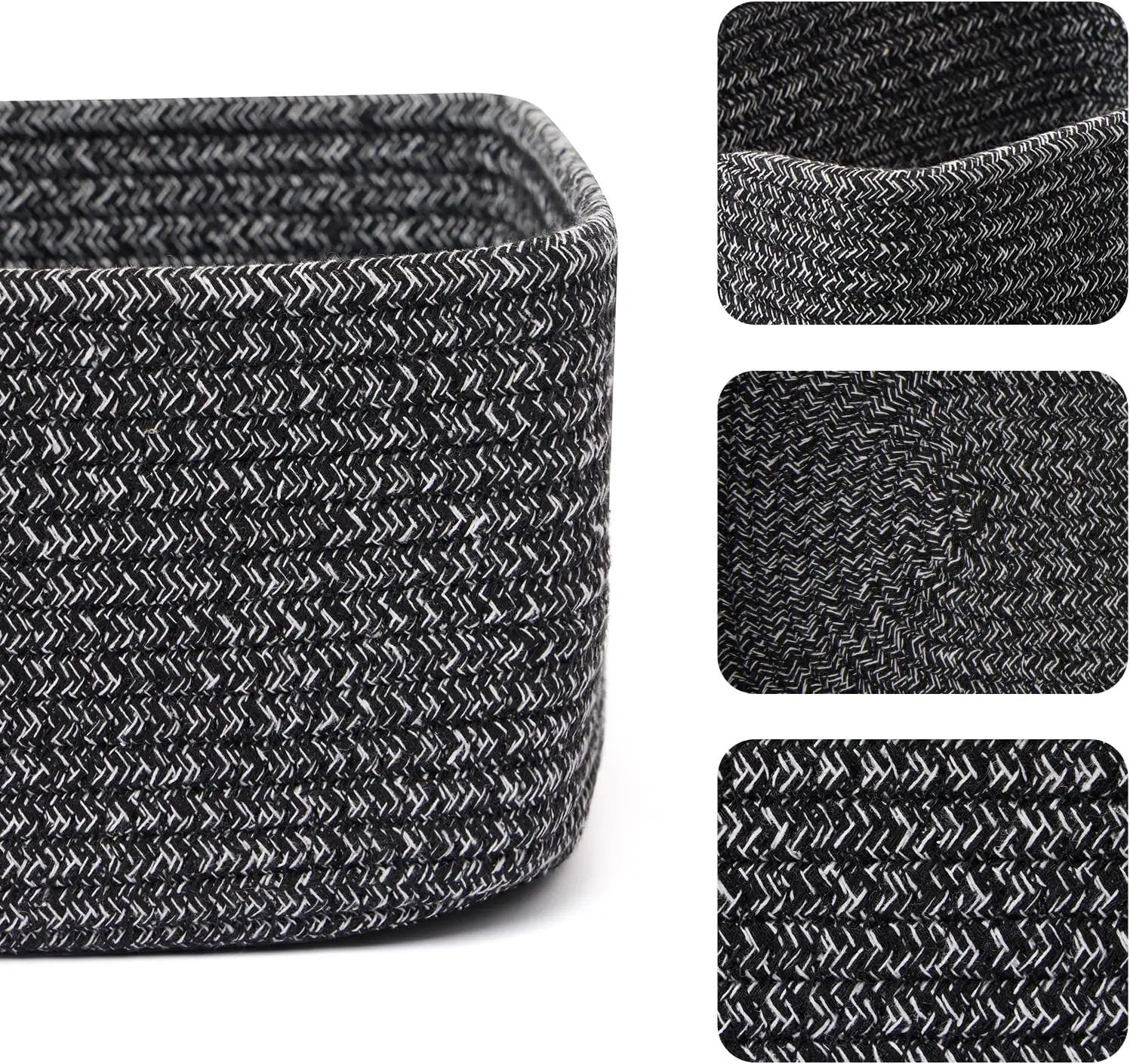 Small Storage Baskets for Organizing | Closet Organizer Bins | Shelf Toy Basket | Woven Rope Baskets | Cube Decorative Box | Shallow Basket | 11.5x7.5x4.7” | 4 Packs Dark Gray by GreenHaven Gardens