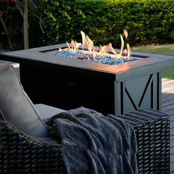 BALI OUTDOORS Fire Pit Table Propane Gas Firepit Rectangular Fire Table 42In 60,000 BTU for Outside Patio Backyard Deck Balcony by GreenHaven Gardens