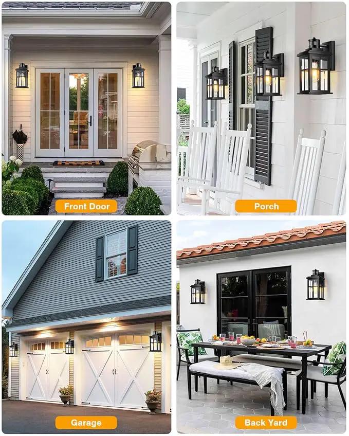 Motion Sensor Outdoor Light, Black Porch Light Dusk to Dawn, Waterproof Outdoor Motion Sensor Light, Anti-Rust Outside Lights for House, Garage, Doorway, Porch, 100% Aluminum by GreenHaven Gardens