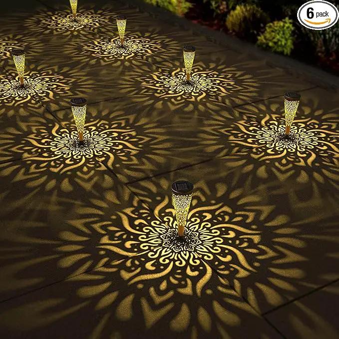 6 Pack Solar Lights Outdoor Garden Decorative Solar Garden Lights with Warm Light Waterproof Solar Pathway Landscape Lights for Path Patio Backyard Walkway Yard Garden Decor (Gold, 6Pcs) by GreenHaven Gardens