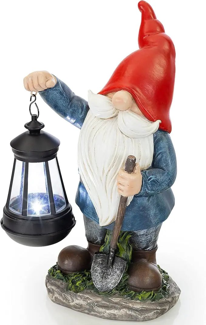 VP Home Earnest Garden Gnomes with Lantern Lawn Gnome Great Addition for Your Garden Solar Powered Light Garden Knome Christmas Decorations Gifts for Outside Patio Lawn by GreenHaven Gardens