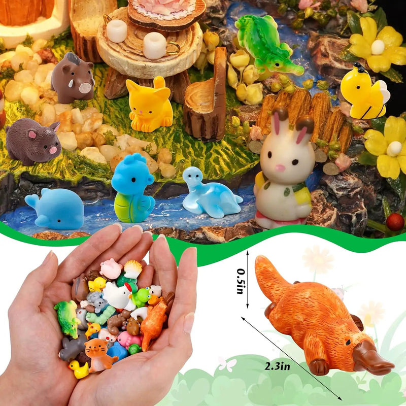 42 Pcs Mini Resin Animals 42 Styles Resin Animals Figurines Bulk for Fairy Garden Miniature Dollhouse Accessories Hide Crafts Decor by GreenHaven Gardens