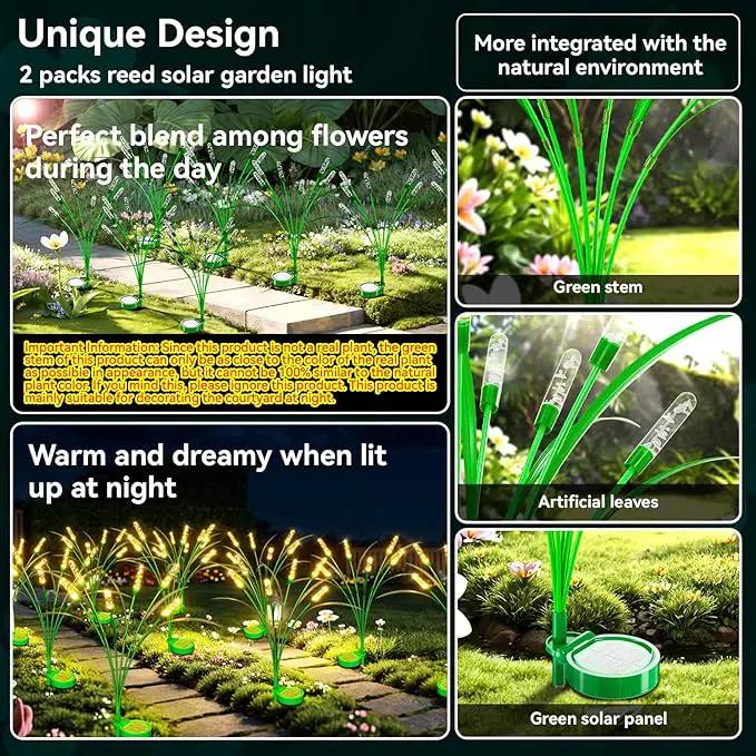Solar Garden Lights 2 Pack, 16LED Swaying Solar Lights for Mother's Day, 30 Inches Waterproof Garden Solar Lights for Pathway Yard Outdoor Garden Decor, Gardening Gifts, Warm White by GreenHaven Gardens