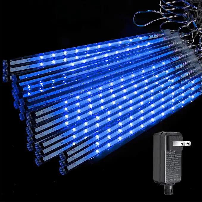 Christmas Lights Outdoor Meteor Shower Lights 24-Tube 576LEDs Snow Falling Rain Cascading Icicle Light for Xmas Tree Christmas Decorations Wedding Party Holiday Garden Decor, UL Plug Blue by GreenHaven Gardens