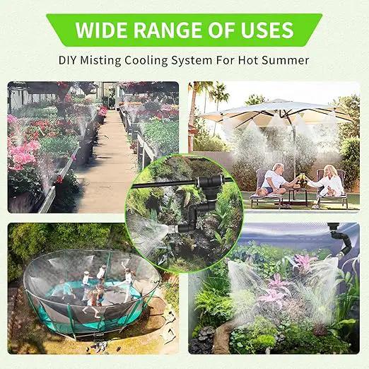 Misting Irrigation Kit Plant Watering System Fittings with 1/4 inch 1/2 inch Blank Distribution Tubing Hose Adjustable Nozzle Emitters Sprinkler Barbed Fittings Greenhouse by GreenHaven Gardens