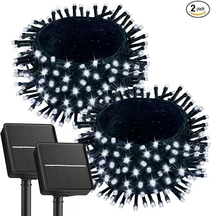 Brightown 2 Pack Solar String Lights for Outside, Each 46Ft 120 LED Solar String Lights Outdoor with 8 Modes, IP65 Waterproof Solar Lights for Patio Yard Wedding Garden Party Decorations, Cool White by GreenHaven Gardens
