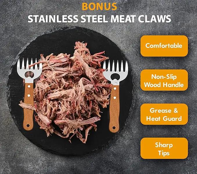 Chicken Shredder Tool Twist Plus Meat Claws and Cleaning Brush - Kitchen Essentials - Meal Prep Tools - Pulled Pork Shredder - Meat Shredder Tool Twist - Kitchen and Barbecue Gifts by GreenHaven Gardens