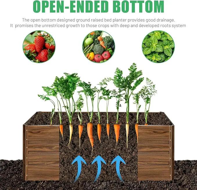 SnugNiture 2 Pcs 4x2x2FT Raised Garden Bed Galvanized Planter Garden Boxes Outdoor, Deep Root Planter Raised Bed for Vegetables Flowers Herbs,Brown by GreenHaven Gardens