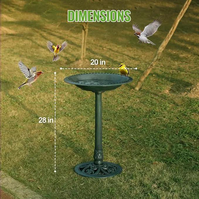 Backyard Expressions Outdoor Garden Bird Bath - Green - Weather Resistant Polyresin - 27 Inch by GreenHaven Gardens