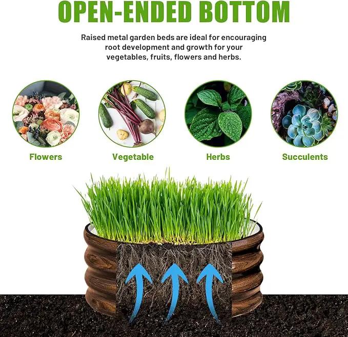 SnugNiture 2x2x1ft Round Galvanized Raised Garden Bed Kit Outdoor, Metal Planter Box for Planting Plants Vegetables, Brown by GreenHaven Gardens