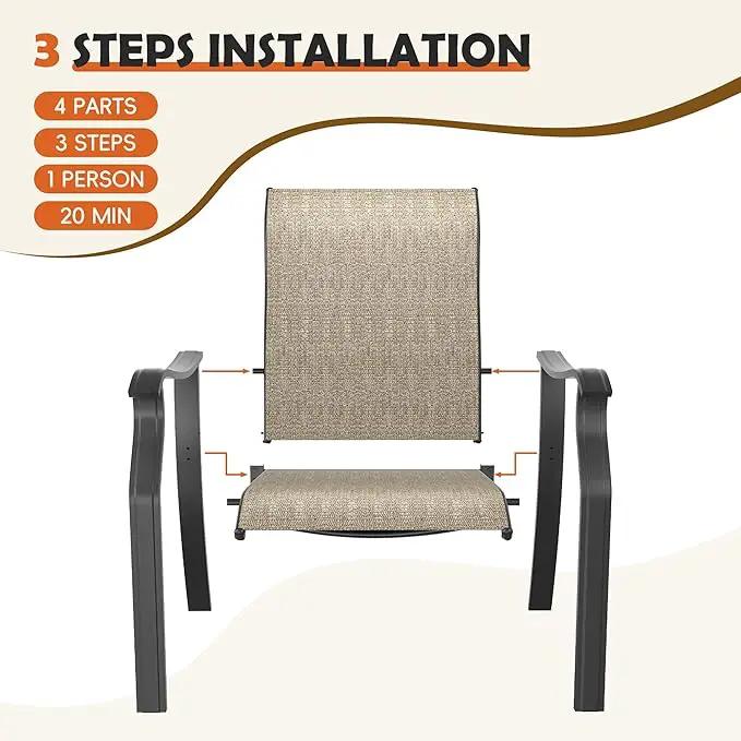 UDPATIO Patio Dining Chairs Set of 4, High Back Wide Seat Outdoor Furniture Chairs with All Weather Breathable Textilene, for Lawn Garden Backyard, Brown by GreenHaven Gardens