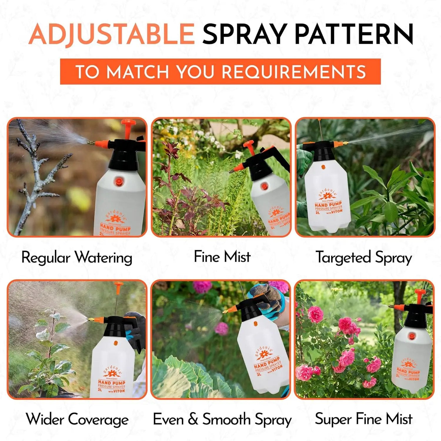 Handheld Pumping Sprayer Viton Seals Sprayers in Lawn and Garden, Spray Bottles for Cleaning Chemical Sprayer Continuous Spray Bottle for Plants 2L Plus (0.53 Gallon/68oz) by GreenHaven Gardens