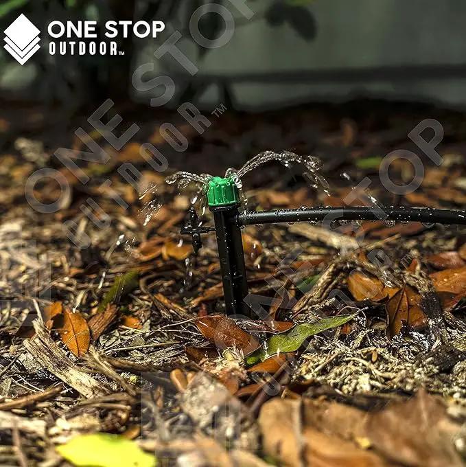 (100-PACK) - 1/4" Inch 360 Degree Drip Emitter On 6" Stake Sprayer Adjustable Flow 0-20 GPH, Fits 1/4 (4-6mm) Irrigation Tubing - Micro Bubbler Drippers for Drip Irrigation (50 Pack Dripper on Stake) by GreenHaven Gardens