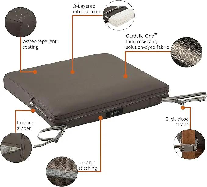 Classic Accessories Ravenna Seat Cushion, 17"W x 15"D x 2"Thick, Dark Taupe by GreenHaven Gardens