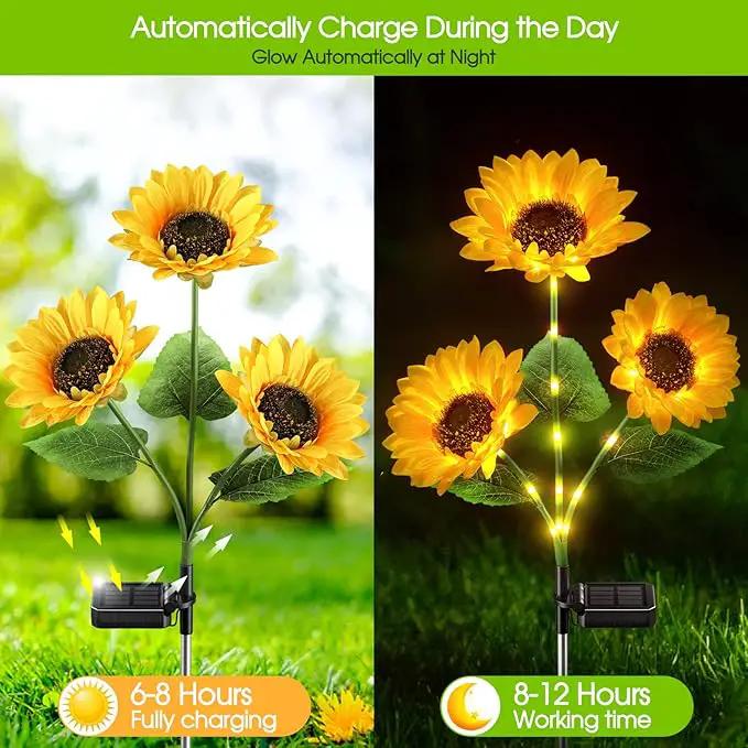 Solar Garden Lights Outdoor Waterproof, AHAORIGIN 3 Pack Sunflower Solar Lights for Outside with 9 Lifelike Sunflower, 36 Bright LED Solar Powered Outdoor Lights for Yard Pathway Garden Decorations by GreenHaven Gardens