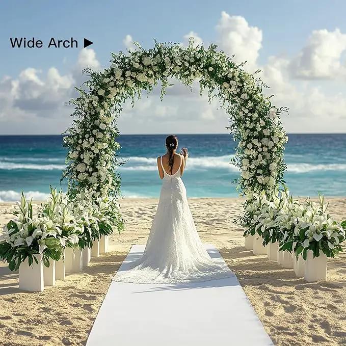 RUBFAC Metal Garden Arch, Wedding & Event Decoration, Garden Trellis for Climbing Plants, Assemble Freely 2 Sizes for Various Climbing Plant Roses Vines Bridal Party Decoration White, 1 Pack by GreenHaven Gardens