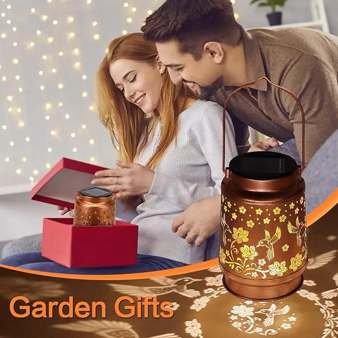 2 Pack Solar Lanterns Outdoor Waterproof Hummingbird Garden Decor Birthday Gifts for Women Mom Grandma Hanging Solar Lights Metal Solar Decoration Outside for Yard, Patio, Backyard, Porch by GreenHaven Gardens
