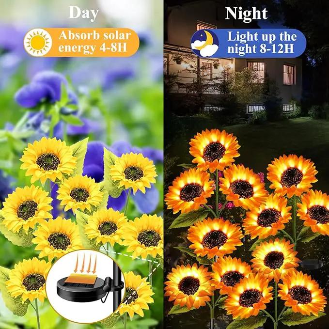 Solar Garden Lights Outdoor Waterproof, 2 Pack Solar Powered Decorative Sunflower Garden Stake Lights for Outdoor Patio Pathway Walkway Landscape Yard Cemetery Grave Decorations by GreenHaven Gardens