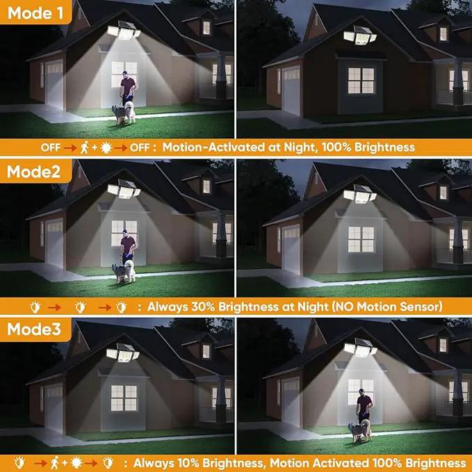 Solar Motion Sensor Outdoor Lights Waterproof - 3000LM 3 Modes Security Lights Outdoor 270° Illumination IP65 LED Solar Flood Wall Light for Garden Yard Patio Pathway (2 Pack) by GreenHaven Gardens
