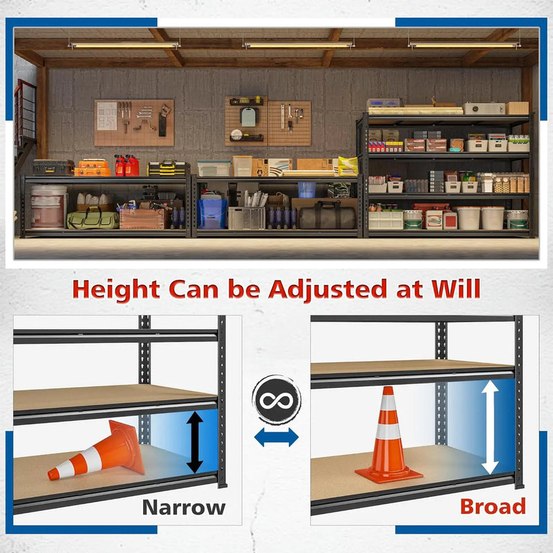 59.8"W Metal Shelving 59.8"H Storage Shelves 2200LBS Garage Shelving Adjustable Metal Shelves Heavy Duty 4 Tier Pantry Shelf for Basement Warehouse Pantry Supermarket 59.8"W x 24"D x 59.8"H by GreenHaven Gardens