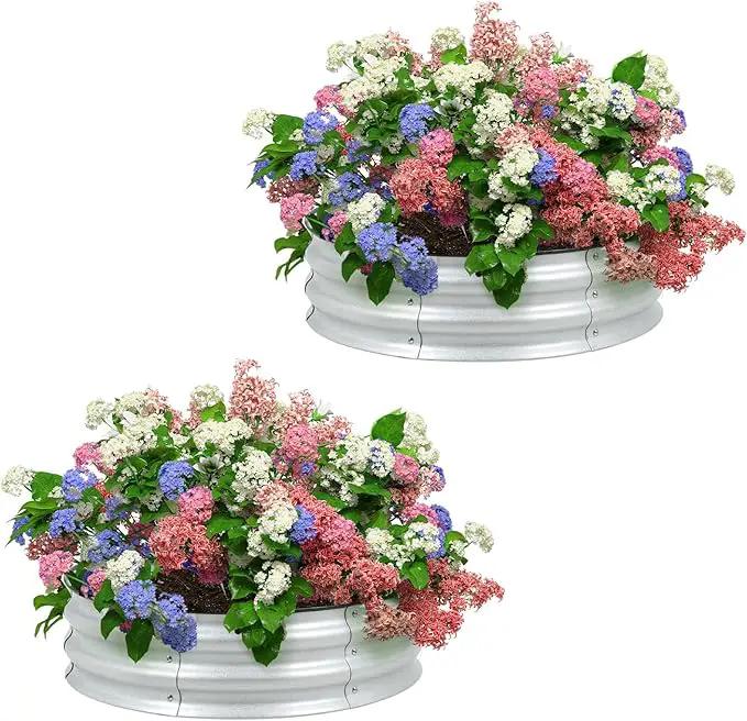 BPS Metal Raised Garden Bed, 2-Pack 2.5FT Diameter Galvanized Planter Raised Garden Boxes for Flower Planters, Vegetables Herb by GreenHaven Gardens
