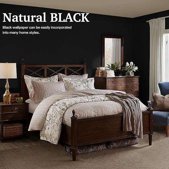 Dimoon 78.7''x17.7'' Black Peel and Stick Wallpaper Contact Paper Modern Self Adhesive Wall Paper Removable Renter Friendly Textured Solid Color Shelf Cabinet Vinyl Roll (78.7''x17.7'',Black) by GreenHaven Gardens
