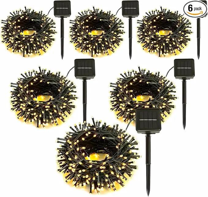 6 Pack Solar String Lights Outdoor, 600 LED Extra-Long 236Ft Solar Lights Outdoor with 8 Lighting Modes, IP65 Waterproof for Garden, Patio, Xmas, Balcony, Tree, Wedding, Party Decor (Warm) by GreenHaven Gardens