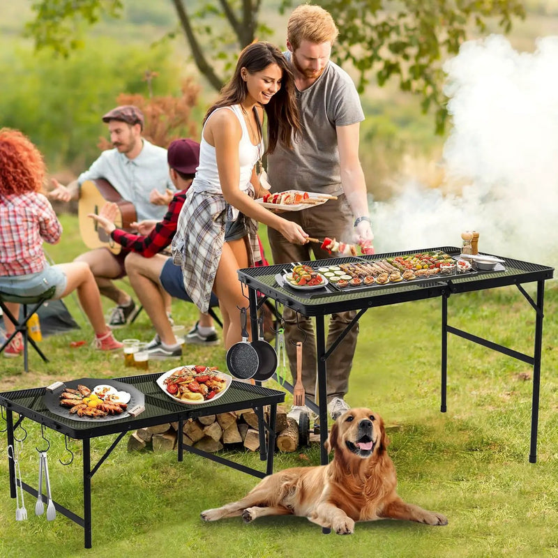 Outdoor Grill Camping Folding Table 3 Ft, Aluminium Picnic Table - Portable, Lightweight, Compact & Height Adjustable Collapsible Patio BBQ Garden Table by GreenHaven Gardens
