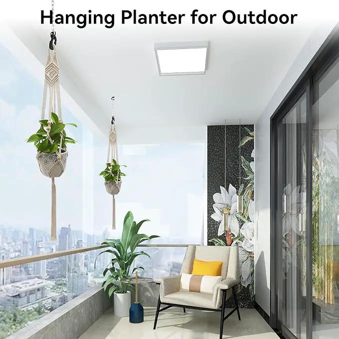USLAI Macrame Plant Hanger Indoor Outdoor, Up to 4-15 inch Pot, Heavy 20lb Planters, Extra Long Strong Hanging Planter Basket, Boho Home Decor, 41 Inch, Ivory, Set of 2 (POTS NOT Included) by GreenHaven Gardens