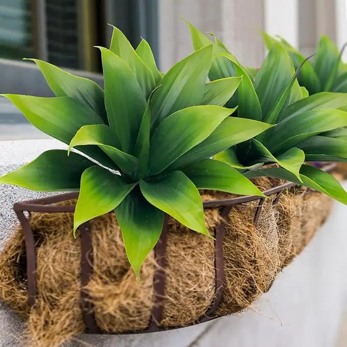 Fake Plants Artificial Agave Plants,Large UV Resistant Fake Agave Planters for Indoor and Outdoor Decorating Tropical Plant Succulents Greenery Indoor Decor((2Pack Light Green) 13.8" by GreenHaven Gardens