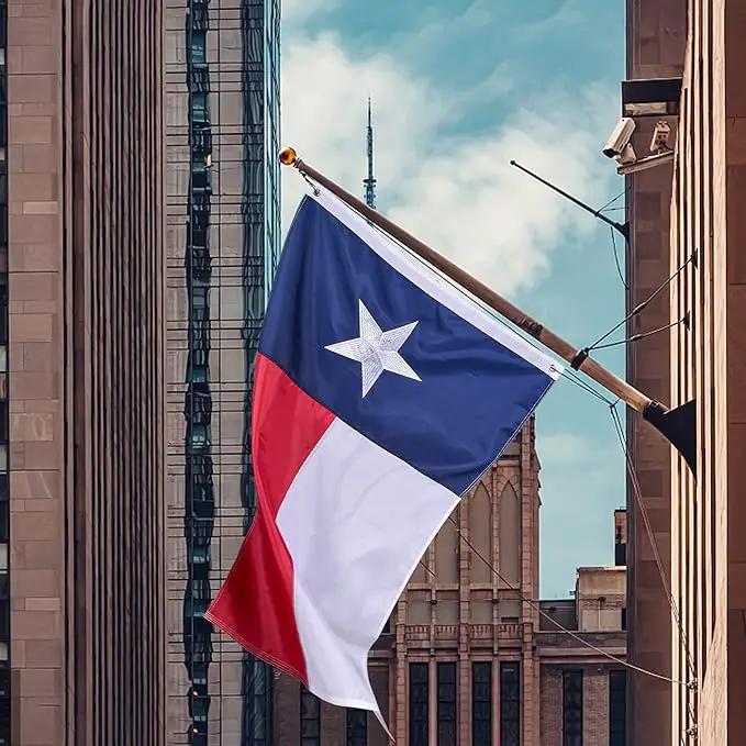 Texas State Flag 4x6 Ft, Deluxe Embroidered Heavy Duty Nylon Durable TX Outside Flags, Indoor/Outdoor, Sewn Stripes and Brass Grommets by GreenHaven Gardens