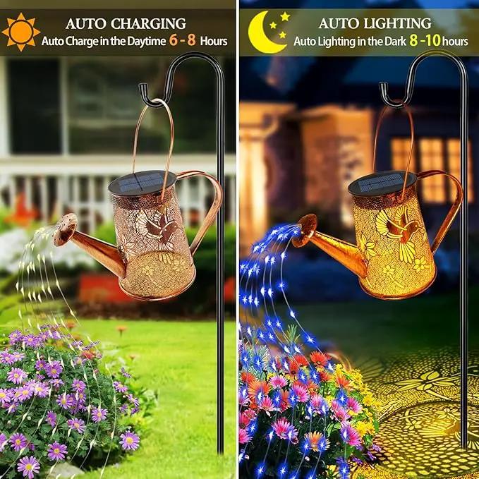 Solar Watering Can Lights, Hummingbird Christmas Gifts for Women Mom Grandma Birthday, Waterproof Outdoor Garden Decor Large Hanging Solar Lanterns Garden Lights for Patio Porch Yard Flowerbed Pathway by GreenHaven Gardens