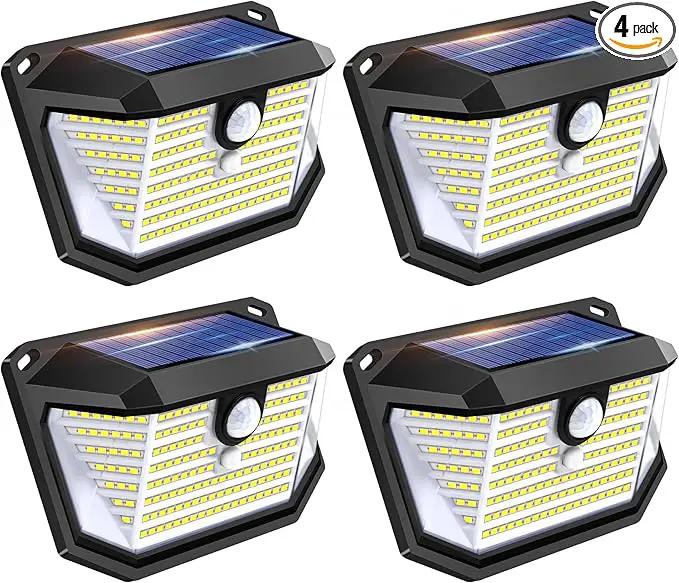 Solar Lights Outdoor Motion Sensor, 178 LED 300LM Waterproof IP65, Wall Mounted Security Light with 3 Modes, 270° Wide AngleWide Angle, Solar Powered for Garden, Yard, Patio, Front Door(4Pack) by GreenHaven Gardens