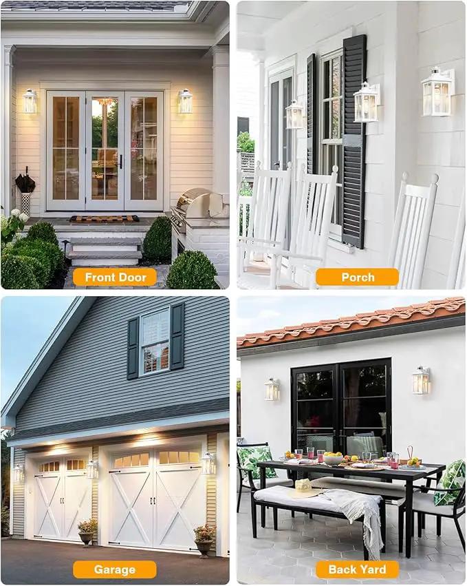 White Motion Sensor Light Outdoor, 2 Pack Dusk to Dawn Outside Lights for House, Anti-Rust Exterior Light Fixture, Waterproof Porch Light for House, Garage, Balcony, Weather Resistant by GreenHaven Gardens