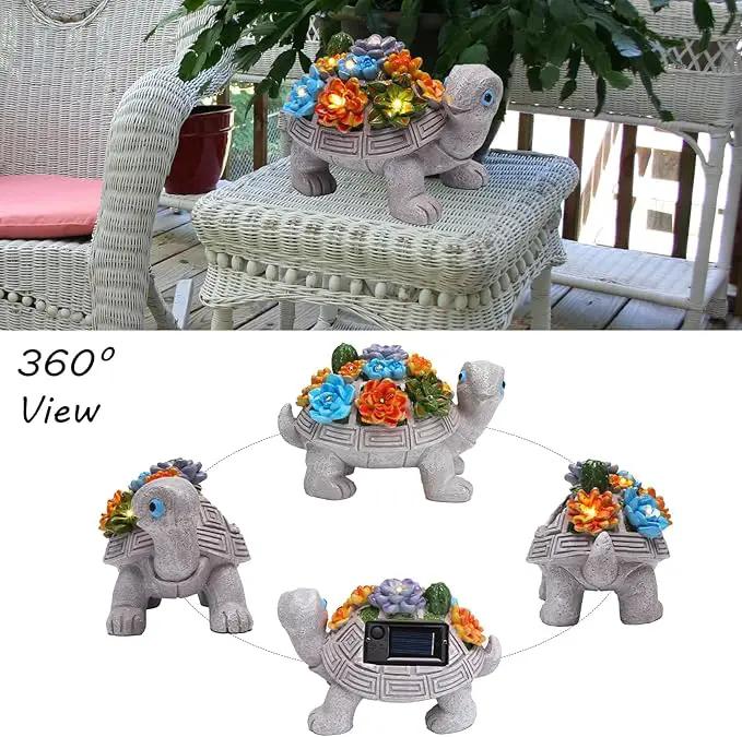 Solar Garden Turtle Statues 7 LED Lights Outdoor Decor Turtle with Succulent Resin Sculpture Patio Porch Balcony Yard Lawn Art Decor Birthday Gifts for Women Mom Grandma Housewarming Gifts by GreenHaven Gardens