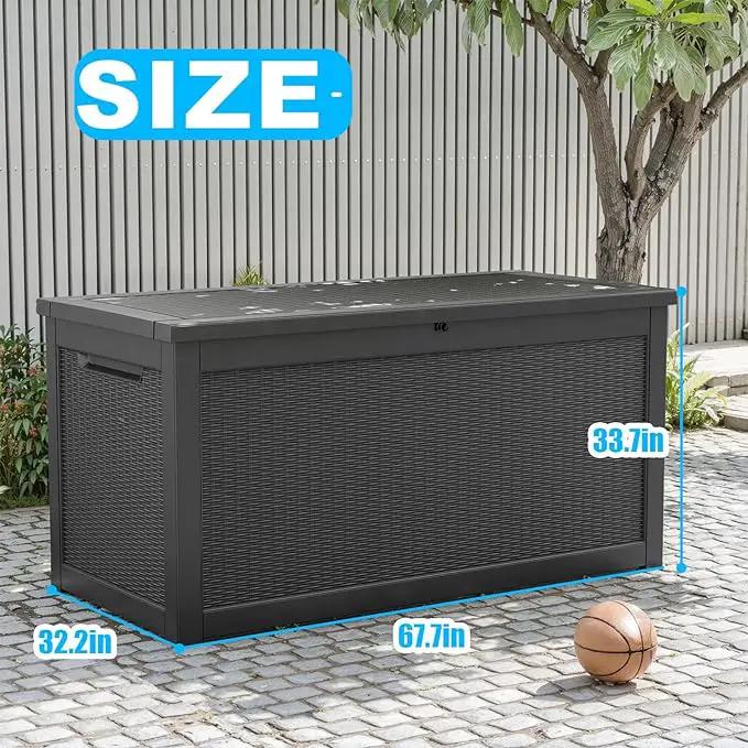 260 Gallon Waterproof Outdoor Storage Box,Large Resin Deck Box,Lockable Outside Storage Box Container for Patio Furniure,Garden,Tools (260 Gallon,Black) by GreenHaven Gardens
