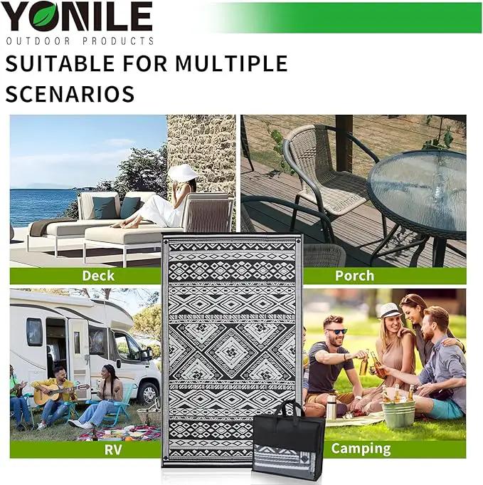 Outdoor Rug 8x10 ft Waterproof, Reversible Outdoor Plastic Straw Rug for Patios Clearance, Outdoor Area Rug Carpet RV Mat for Camping Backyard Deck Porch by GreenHaven Gardens