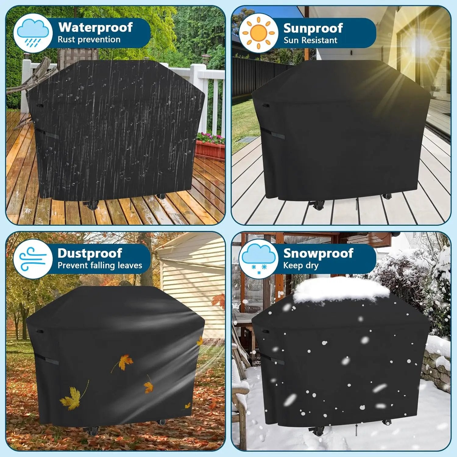 Kingling Grill Cover Fits for Traeger Woodridge Pro/Elite, Napoleon Rogue PRO-S 625, Prestige 500 RSIB Grills Waterproof Grill Cover 68 Inch BBQ Grill Covers for 7-Burner Gas Grill & Griddle by GreenHaven Gardens