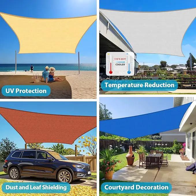 Amagenix Sun Shade Sail 8X15 Curved Edge Outdoor Shade Canopy Cream Breathable 95% UV Block Shade Cloth for Patio Garden Backyard (We Make Custom Size) by GreenHaven Gardens