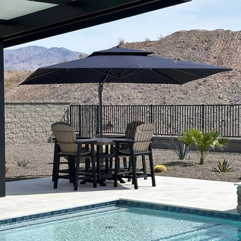 PURPLE LEAF 9' X 12' Cantilever Outdoor Umbrellas Large Patio Umbrella Hanging Double Top Rectangle Offset Umbrella with 360°Rotation Tilting Umbrella Outdoor Patio, Navy Blue by GreenHaven Gardens