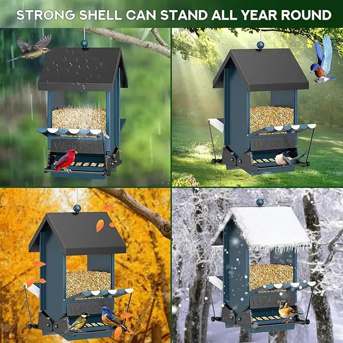 Weight Activated Squirrel Proof Bird Feeder with Canopy | 5LB Large Capacity, Weather-Resistant Design | Attracts Finches, Cardinals & More for Outdoor Bird Watching by GreenHaven Gardens