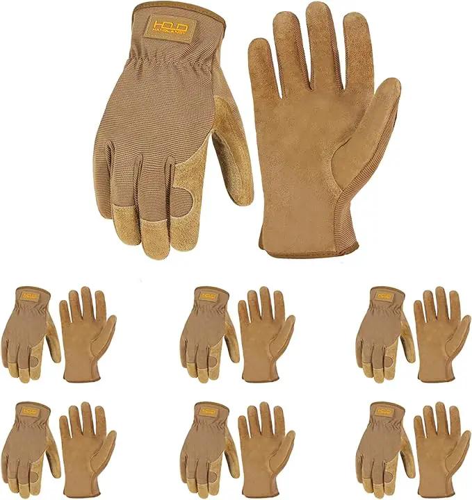 HANDLANDY Leather Work Gloves for Men & Women, Reinforced Durable Garden Gloves, Cowhide Working Glove for Gardening by GreenHaven Gardens