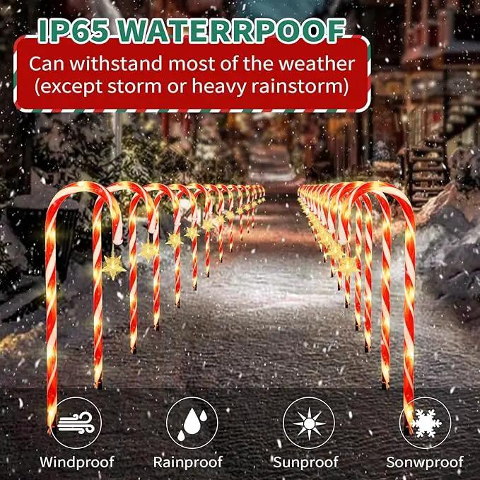 22" Candy Cane Lights Outdoor Pathway 2PK 24 PCS Candy Cane Christmas Decorations 8 Modes Solar Candy Cane Lights with Star Total 25FT Christmas Pathway Lights Outdoor for Xmas Yard Garden Walkway by GreenHaven Gardens