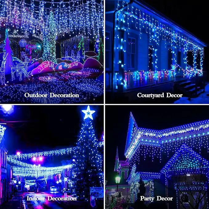 1600 LED 164FT Outdoor Christmas Lights Plug in 8 Modes with Timer Dimmable Christmas Decorations Waterproof Indoor Curtain String Lights for Roof Porch Garden Holiday Wedding Party Decor Blue by GreenHaven Gardens
