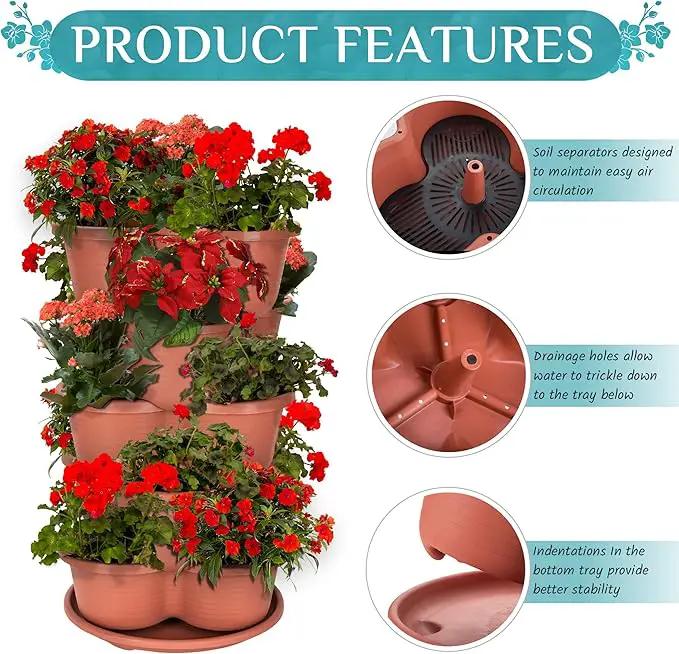 Amazing Creation Stackable Planter, Terracotta 5-Tier Vertical Garden Planter, Grow Your Own Vertical Oasis of Vegetables and Succulents by GreenHaven Gardens